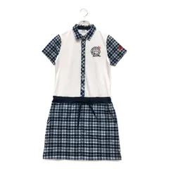 中古 レディース フィラゴルフ FILA GOLF ワンピース M 紺×白 ネイビー×ホワイト 半袖ポロ チェック