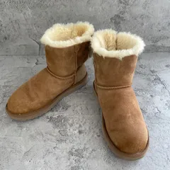 極美品　UGG Australia アグ　ムートンブーツ　ニットリボン　茶　ブラウン　24cm