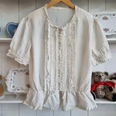 (INGEBORG) アイボリー レース フリル ブラウス