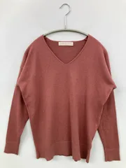 SENSE OF PLACE ニット/セーター Free ピンク ウール・ニット ナイロン 無地 ミドル丈 長袖 Vネック