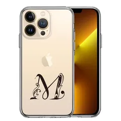 iPhone13Pro ケース クリア アルファベット 【M】 スマホケース 側面ソフト 背面ハード ハイブリッド 