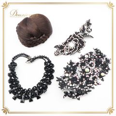 社交ダンス 小物 まとめ売り セット シニヨンカップ モチーフ ネックレス 黒 デモ 競技 パーティ 発表会 上品 ダンス レディース 飾り 装飾 ブラック系 ブラウン系 コスチューム ヘアアクセサリー アクセサリー おしゃれ ダンス用品 フォーマル 競技用