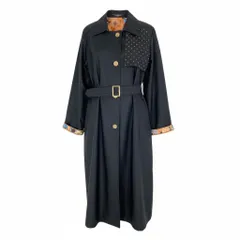 31b11【美品】LEONARD レオナール トレンチコート 美しい花柄プリント ラインストーン 金ボタン 0388450 13Rサイズ ブラック コットン100％ レディース 女性用u02tのサムネイル