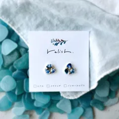 【再販】シー陶器 金継ぎ 輪っか ピアス ノンホールピアス イヤリング 陶器 ブルー 青 紺 ネイビー ホワイト 白 ゴールド 金 個性的 個性派 ギフト プレゼント 贈り物 誕生日 母の日