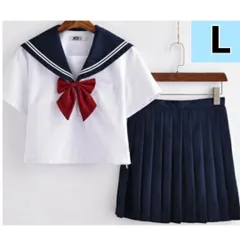 【コスプレ】セーラー服 半袖 白 3点セット コスプレ衣装 Lサイズ JK制服 学生制服風 260206W009
