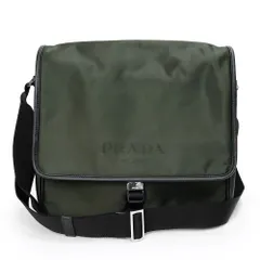 プラダ 2VD166 メッセンジャーバッグ TESSUTO ナイロン SAFFIANO レザー MIMETICO カーキ ショルダー 斜め掛け シルバー金具 PRADA（未使用　展示品）