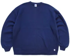 90s USA製 RUSSELLラッセル 無地 前V スウェット 紺 XL★ブランク オールド ビンテージ クルーネック ガゼット ネイビー ビッグサイズ