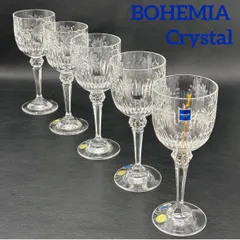【BOHEMIA Crystal】 ボヘミアクリスタル ワイングラス 5客セット / 未使用品 crystal Donau wine pairglass ボヘミアガラス ハンドカット 切子グラス