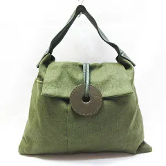 T.A.design ティーエーデザイン シレイ加工 リネン×レザー ワンショルダーバッグ 肩掛け マチなし グリーン 緑 鞄 レディース E600LF