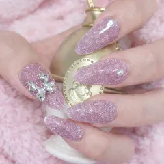 【Sサイズ】ネイルチップ フラッシュネイル ピンク パープル リボン シルバー 量産型 y2k 韓国 ワンホン 冬ネイル 春ネイル あざと可愛い キラキラ デート 推し活 ライブ ホワイトデー  卒業式 入学式 水光