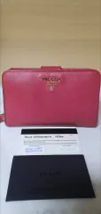 プラダ サフィアーノ 二つ折り財布/財布 ピンク 正規品A級（保証書O）
