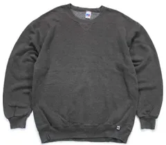 90s メキシコ製 RUSSELLラッセル 無地 前V スウェット 杢グリーングレー LT★ブランク オールド ビンテージ クルーネック ビッグサイズ