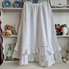 白 コットン ロング丈スカート