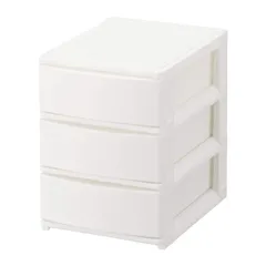 【数量限定】ボックス 衣装 小物 収納ケース カラーボックス (幅19.5x奥行26.5x高さ26.5cm) 日本製 ロック機構 スタッキングチェスト 重ねて使える ずれを防ぐラバーストッパー ホワイト NpdA5-a3WH 浅3段 ハーフ 引き出し収納ボック