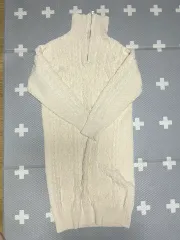 アイボリー色 ケーブル編み ニット ロング ONE PIECE