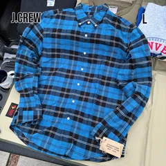 J.CREW オックスフォードシャツ L 青黒チェック スリムフィット コットン 長袖