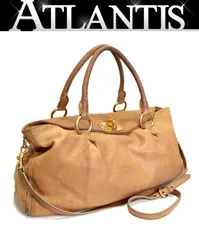 ミュウミュウ miu miu 2WAY ハンドバッグ ショルダーバッグ レザー ブラウン系 G金具 【73707】