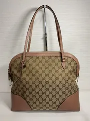 中古美品正規品　グッチ GUCCI トートバッグ GGキャンバス ショルダーバッグ 肩掛け ピンクベージュ A4対応