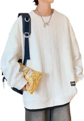 【在庫処分】トレーナー メンズ 長袖Tシャツ 丸襟 無地 秋服 プルオーバー クールネック カジュアル ゆったり シンプル 春 秋 冬 大きいサイズ おしゃれ