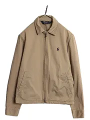 【お得なクーポン配布中!】 90s ポロ ラルフローレン スイングトップ ジャケット メンズ S オールド コットン ブルゾン ワンポイント フルジップ ジャンパー ベージュ 