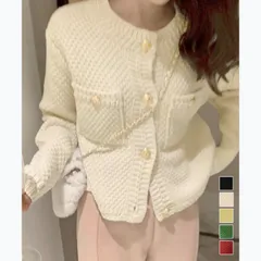 【送料無料】ゴールドボタンニットカーディガン 韓国風