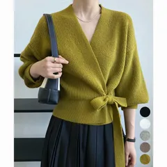 【送料無料】ニットトップス カシュクールニット 韓国