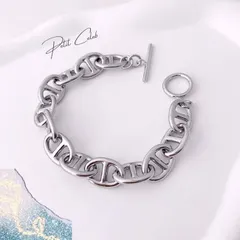 【送料無料】ブレスレット ブレス マンテルブレス チェーンブレス シルバー 大きめ 派手 アンカーチェーン 流行り トレンド おしゃれ 韓国 腕輪 ユニセックス 小物 プチプラ