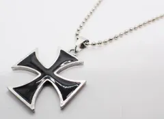 テンプルクロス　ボールチェーン　クロス　ブラック　ストリート　ネックレス　ロック　パンク　ゴスロリ