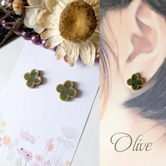 人気ꕤ︎︎ 四葉 クローバー ミニ ピアス イヤリング オリーブ