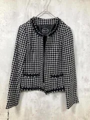 any FAM エニィファム ノーカラーツイード ジャケット size2/黒 ■■レディース