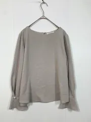 NATURAL BEAUTY BASIC ナチュラルビューティーベーシック パールポイントスリーブ ブラウス シャツ sizeS/ライトグレー ■■レディース