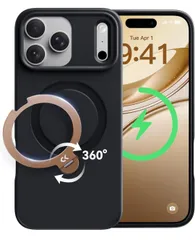 ★CASEKOO iPhone 17 Pro 用 ケース 360度回転スタンド MagSafe対応 米軍MIL規格 360°全方向耐衝撃 横縦両立 耐衝撃 MagSafe対応 マット仕上げ 黄変防止 「MagicStand Pro」(ブラック)