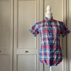 67 ポロ ラルフローレン polo RalphLauren ブラウス シャツ 青 お呼ばれ　デート　オフィスカジュアル　食事会　アメカジ　ハイネック　お呼ばれ　デート　オフィスカジュアル　食事会　可愛い　お出かけ　上品