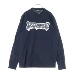 DSQUARED2 (ディースクエアード) ロゴプリント 長袖Tシャツ クルーネックカットソー ブラック S74GD1295