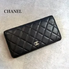 美品 CHANEL シャネル マトラッセ タイムレスクラシック 二つ折り長財布 ココマーク ブラック 黒 ラムレザー キルティング