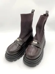 VIVIAN ヴィヴィアン 厚底コインローファーニット ブーツ sizeL/茶 ■■レディース