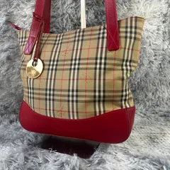 BURBERRYS トートバッグ シャドーホース キャンバス ノバチェック 赤 　YS26B-049