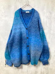 Samansa Mos2 サマンサモスモス グラデーションブークレミドル丈Vネック カーディガン sizeF/青 ◇■レディース