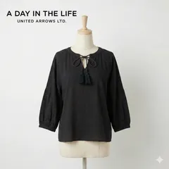 A DAY IN THE LIFE リネン100% フロント結び留めシャツ 透け感 日本製 春夏 S #45-23のサムネイル