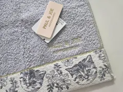ポール&ジョー 猫刺繍 ミニハンカチ ハンドタオル-パープル