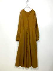 KBF ケービーエフ アーバンリサーチ KB97-26S080 定価9523円 Vネック釦フレアー ワンピース sizeOne/茶 ■■レディース