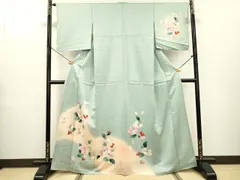 平和屋着物▼訪問着　手描き　草花　暈し染　正絹　逸品　DABB1930fe
