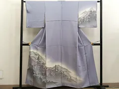 平和屋着物■訪問着　遠山樹林シルエット　暈し染め　金彩　正絹　逸品　BAAW6357mz