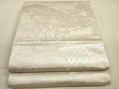 開き仕立て 六通柄 袋帯 白 ホワイト シルバー ゴールド - メルカリ
