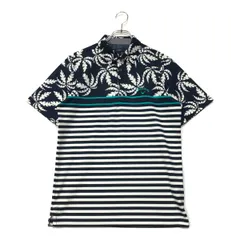 中古 メンズ キャロウェイ Callaway 半袖ポロシャツ L 紺系  ネイビー メッシュ調素材 総柄 L