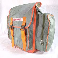 [Showa Retro] Montblanc Hiking Backpack, Size M, Green/Orange, 80s, School Trip, Slightly Damaged/Defective