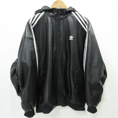 【三重本店】 中古 adidas | アディダス ※タバコ臭あり フェイクレザージャケット IV9328 ブラック 【110】