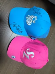 (ドライ完了)サムスン・ライオンズ キャップ(サイン入り/ピンク) 2個 まとめ在庫整理