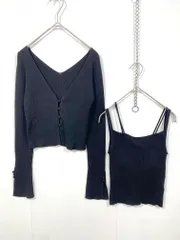 美品 snidel スナイデル SWNT231255 カーデ＆インキャミ アンサンブル カーディガン sizeF/黒 ■■レディース