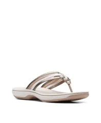 クラークス レディース シューズ サンダル Clarks Womens Cloudstepper Breeze Coral Flip Flops Metallic メタリック